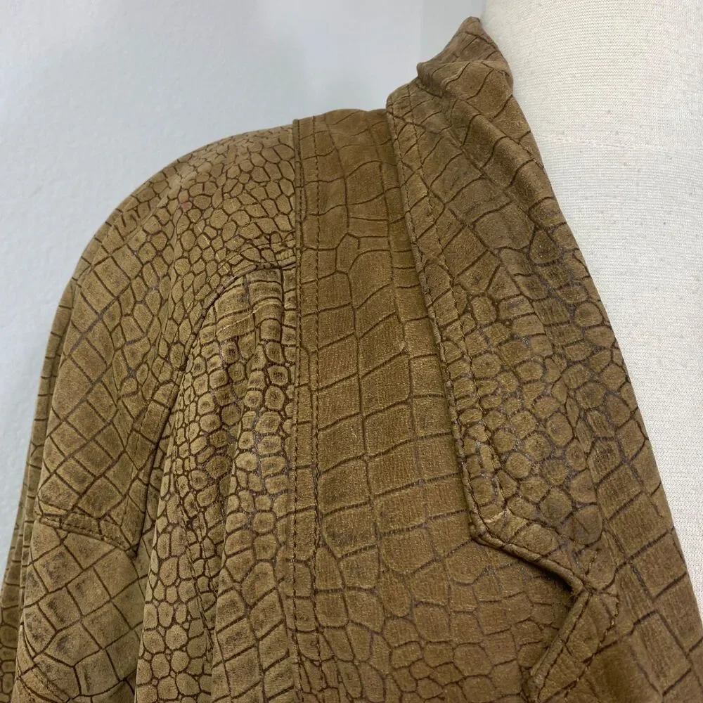 Vintage 80/90 Winlit Brown Leather Bomber Jacket Small Grunge Distress Punk Rock
